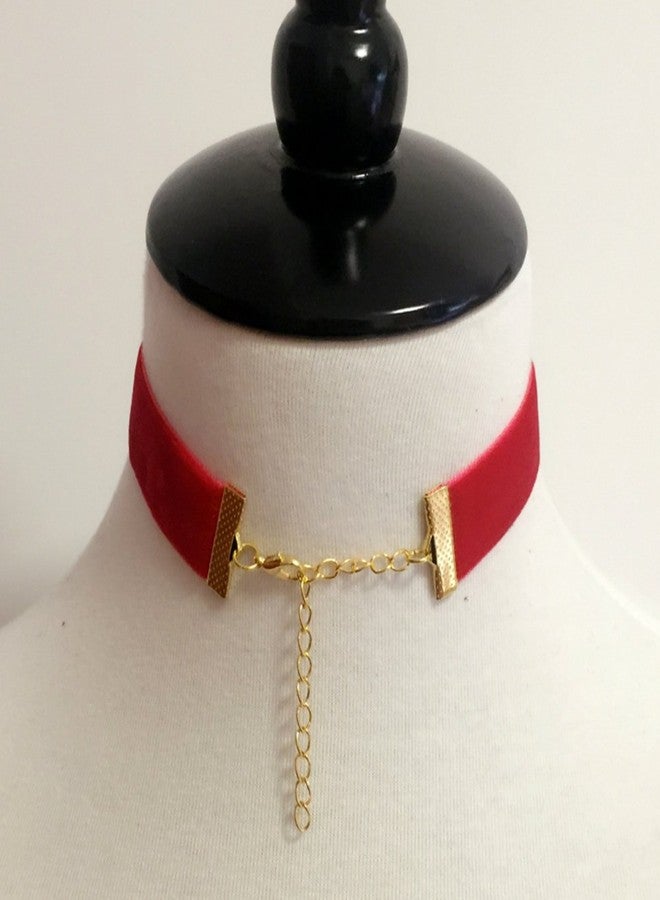3GARDEN Cosplay Choker Red Velvet with Moon Necklace - Image 3